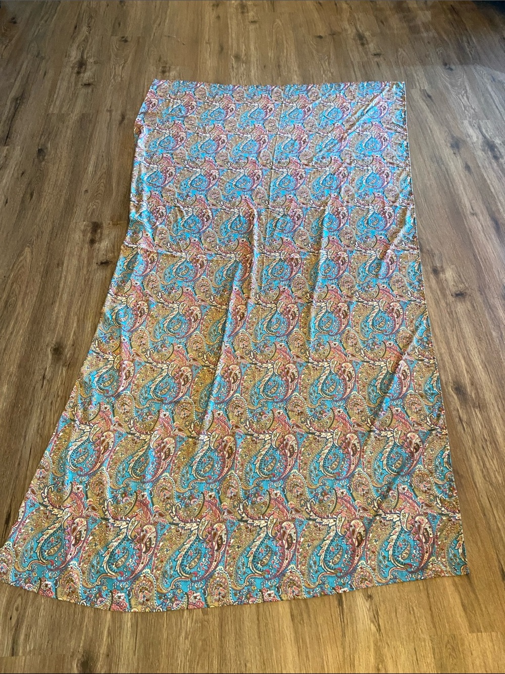 Lightweight Paisley Wrap Scarf in Turquoise and Pink
